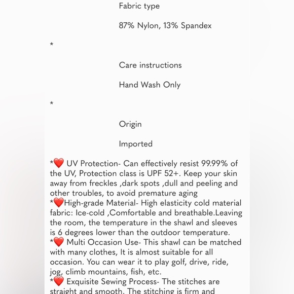 Cooling Arm Sleeve Shawl UV Sun Protection Breathable Lightweight Cover Up - Picture 7 of 7